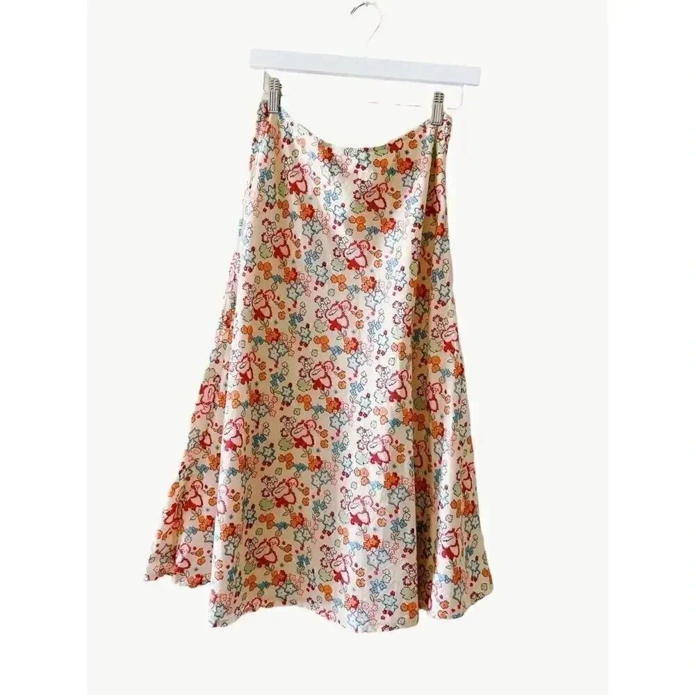 White and Warren Floral Multicolor Lined Womens Maxi Skirt
